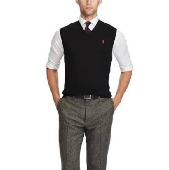 black polo sweater vest